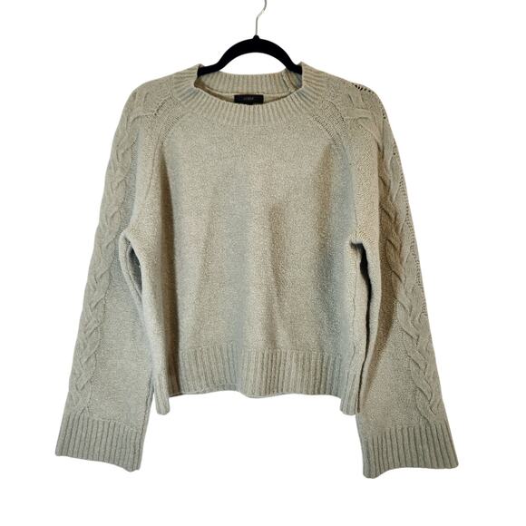 J Crew Cashmere Boucle Cable-Sleeve Sweater Size XL - Picture 1 of 8